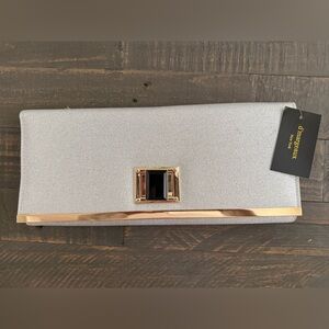 Chic Silver Clutch with Gold Accents
